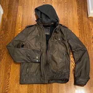 Projekraw Vegan Leather Jacket Detachable Hood
